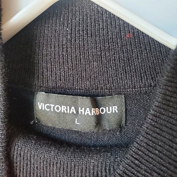 Victoria Harbour Christmas Santa Snowflake Sequin Sweater Womens Large Black - Picture 3 of 4